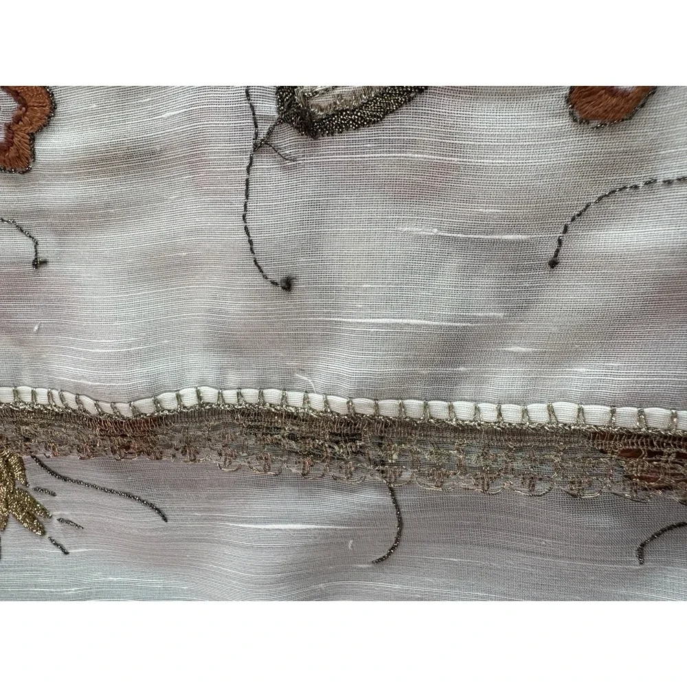 Vintage Greek  Hand-embroidered Table Runner  Floral Folk Art Fall Themed Flower